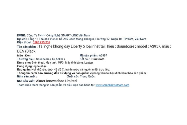 Tai nghe Bluetooth True Wireless soundcore Liberty 5 A3957 Màu Đen