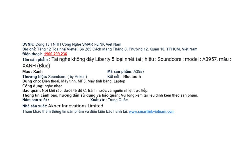 Tai nghe Bluetooth True Wireless soundcore Liberty 5 A3957 Màu Xanh Dương