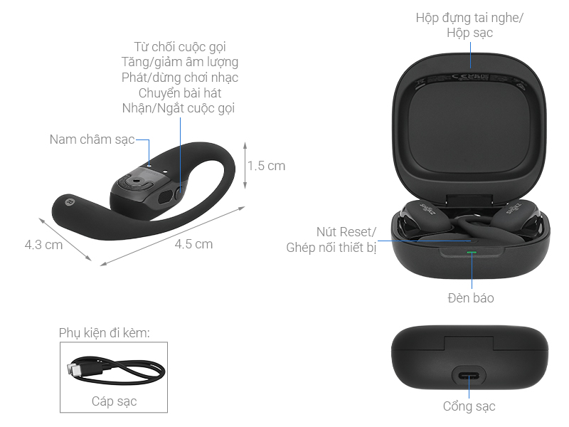 Tai nghe Bluetooth True Wireless Shokz T921 OPENFIT 2+