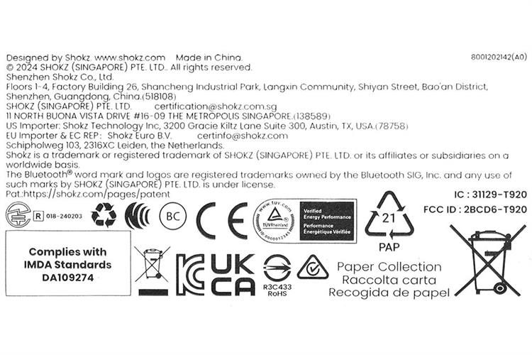 Tai nghe Bluetooth True Wireless Shokz T921 OPENFIT 2+ Màu Xám
