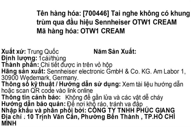 Tai nghe Bluetooth True Wireless Sennheiser Accentum Open OTW1 Màu Kem