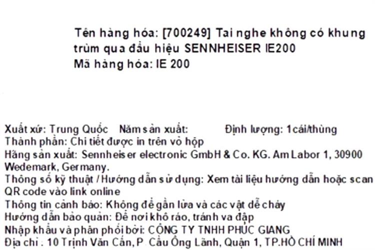 Tai nghe Có dây Sennheiser IE200 Màu Bạc