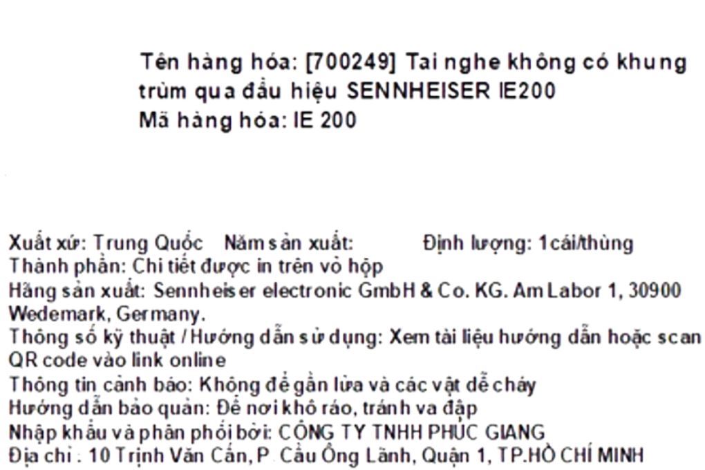 Tai nghe Có dây Sennheiser IE200 Màu Bạc
