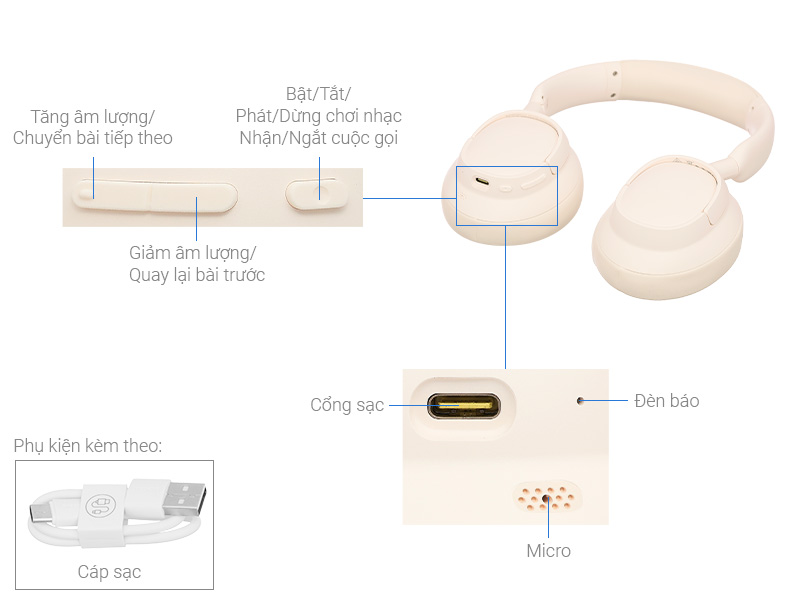 Tai nghe Bluetooth chụp tai Baseus Bass BH1 Lite