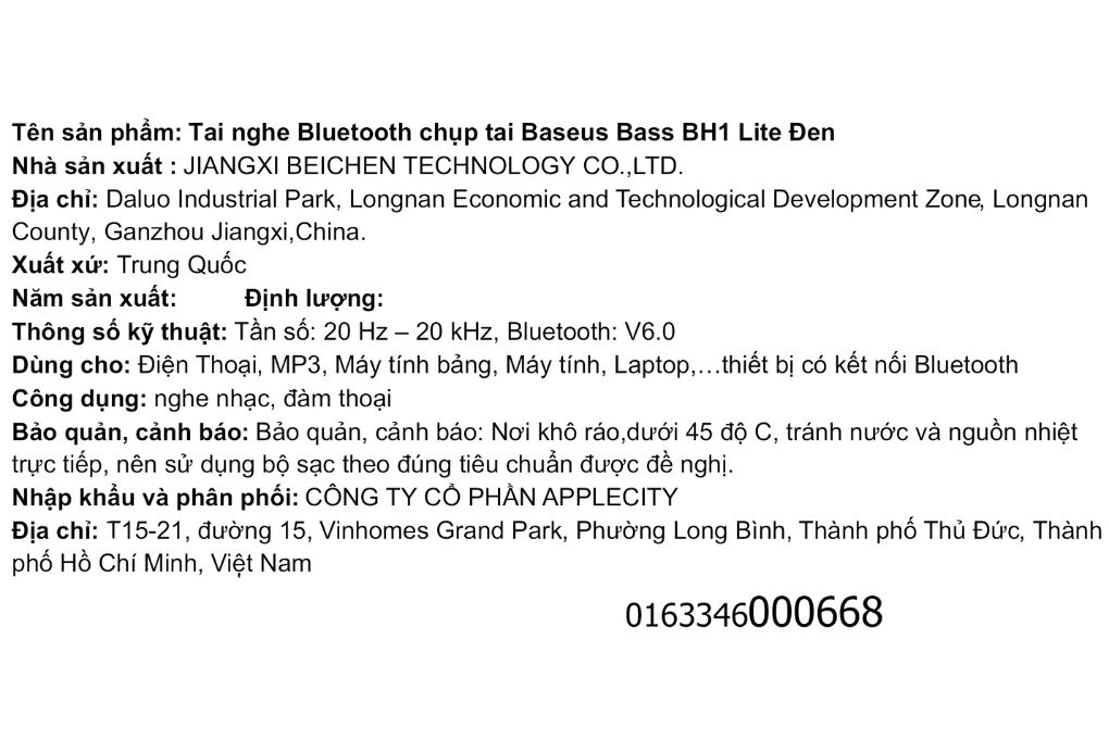 Tai nghe Bluetooth chụp tai Baseus Bass BH1 Lite Màu Đen