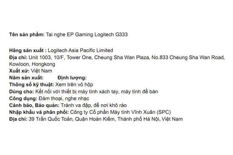 Tai nghe Có dây Gaming Logitech G333 (imei) Màu Trắng