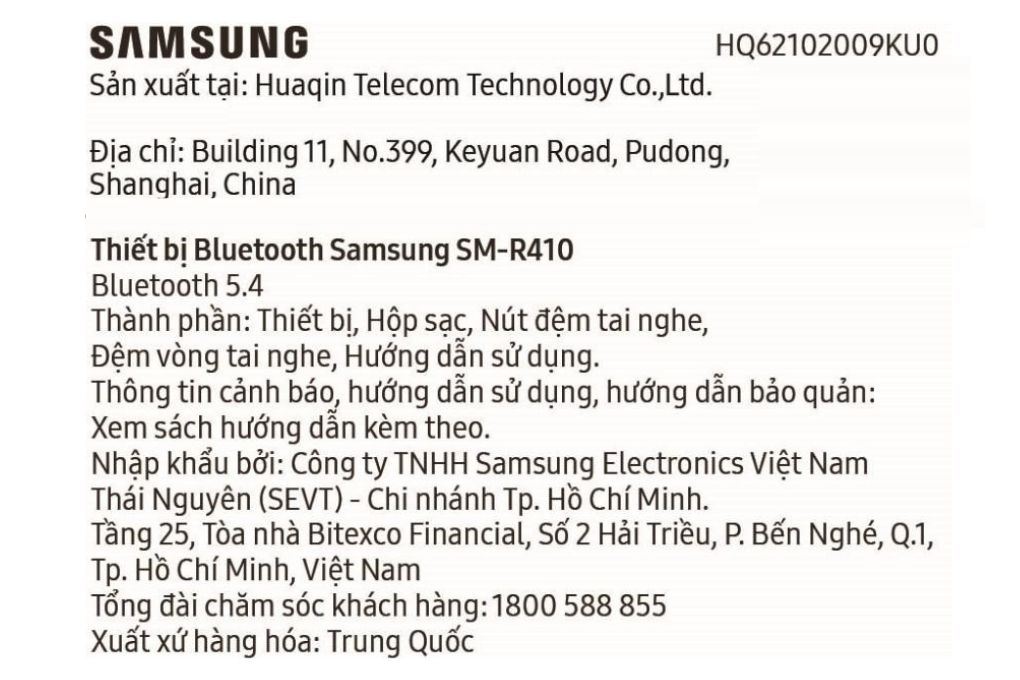 Tai nghe Bluetooth True Wireless Samsung Galaxy Buds Core R410N Màu Đen