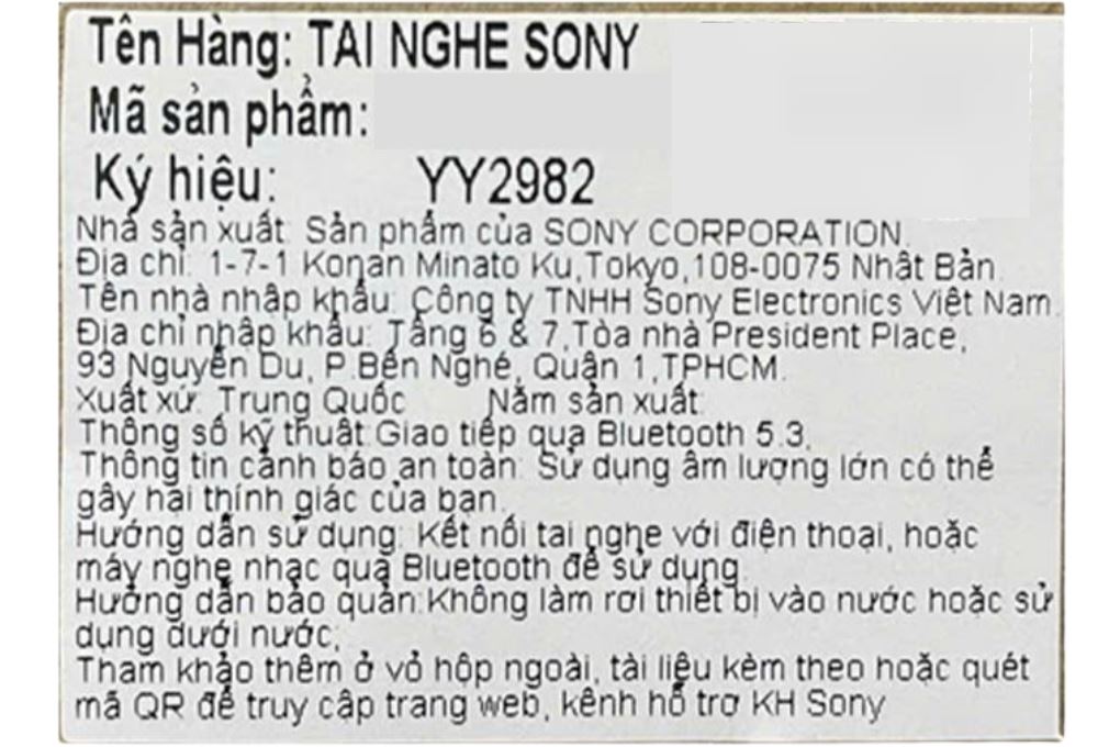 Tai nghe Bluetooth True Wireless Sony WF-C510 - imei Màu Đen
