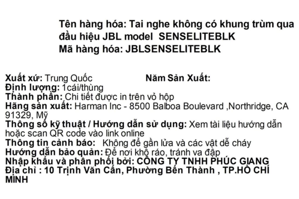 Tai nghe Bluetooth Open-Ear True Wireless JBL Sense Lite Màu Đen