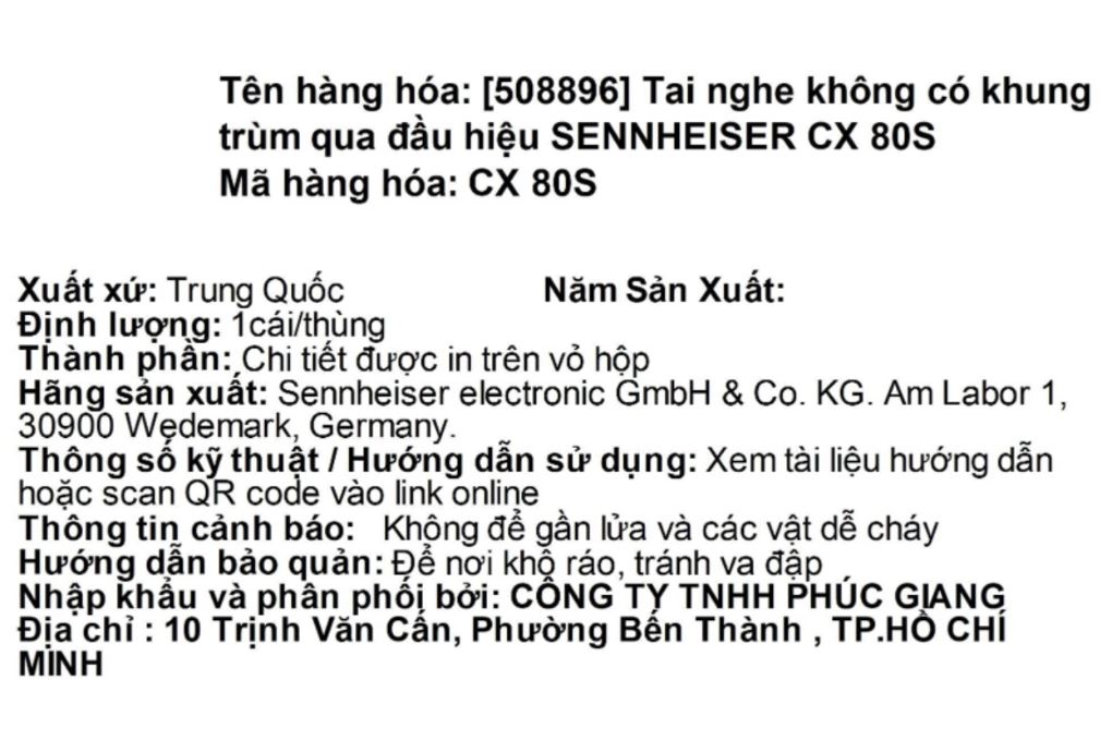 Tai nghe Có dây Sennheiser CX 80S Màu Đen