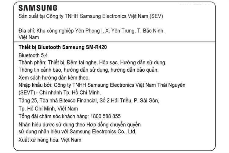 Tai nghe Bluetooth True Wireless Samsung Galaxy Buds3 FE R420N Màu Đen