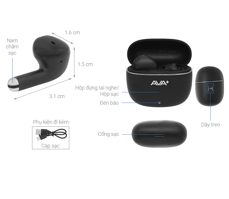 Tai nghe Bluetooth True Wireless AVA+ FreeGo W30