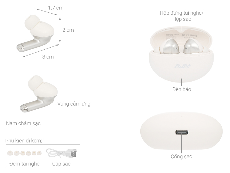 Tai nghe Bluetooth True Wireless AVA+ FreeGo Y60