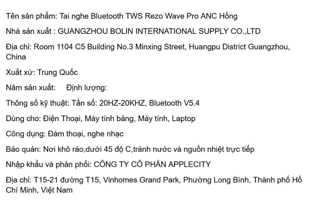 Tai nghe Bluetooth True Wireless Rezo Wave Pro ANC - 16