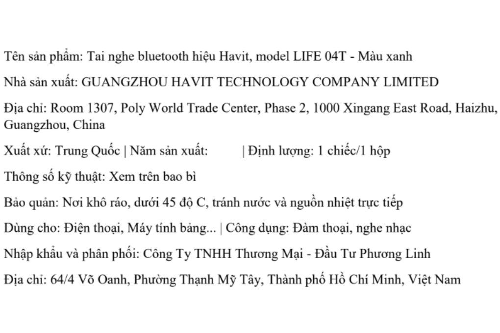 Tai nghe Bluetooth True Wireless Havit LIFE 04T Màu Xanh Dương