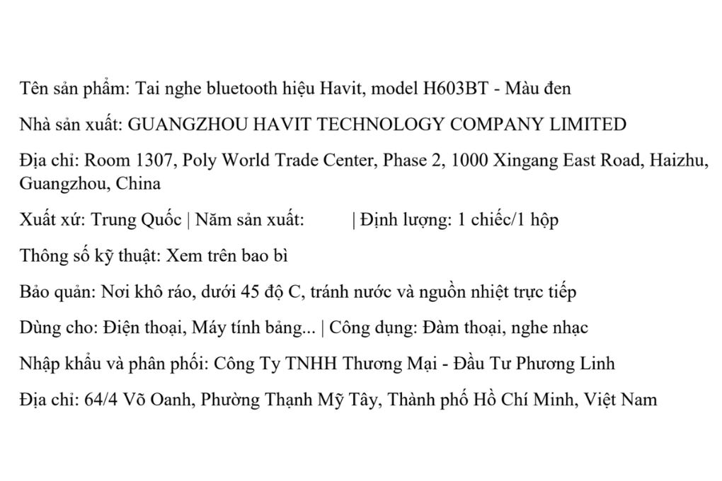Tai nghe Bluetooth Chụp Tai Havit H603BT Màu Đen