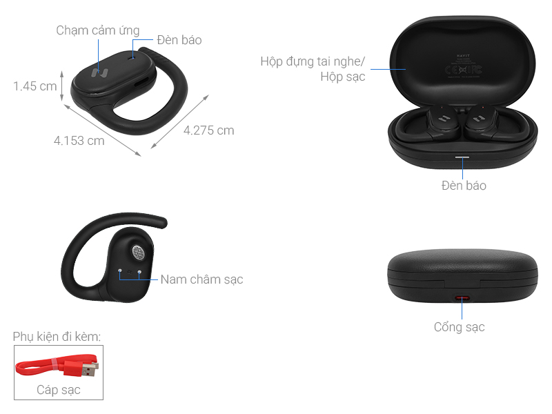 Tai nghe Bluetooth Open-Ear True Wireless Havit OWFIT 02A