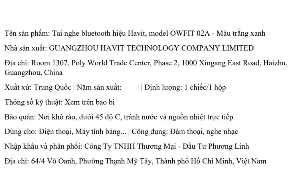 Tai nghe Bluetooth Open-Ear True Wireless Havit OWFIT 02A Màu Trắng - Xanh