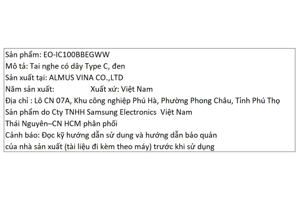 Tai nghe Có dây Type C Samsung EO-IC100 Màu Đen