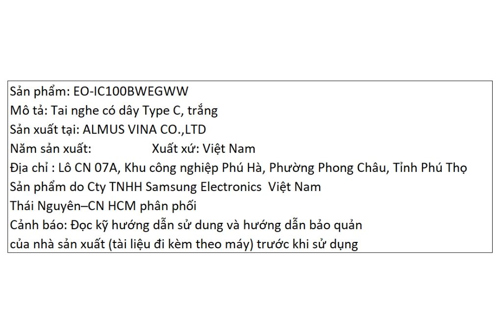 Tai nghe Có dây Type C Samsung EO-IC100 Màu Trắng