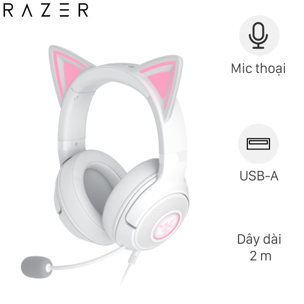 Tai nghe Chụp tai Gaming Razer Kraken Kitty V2