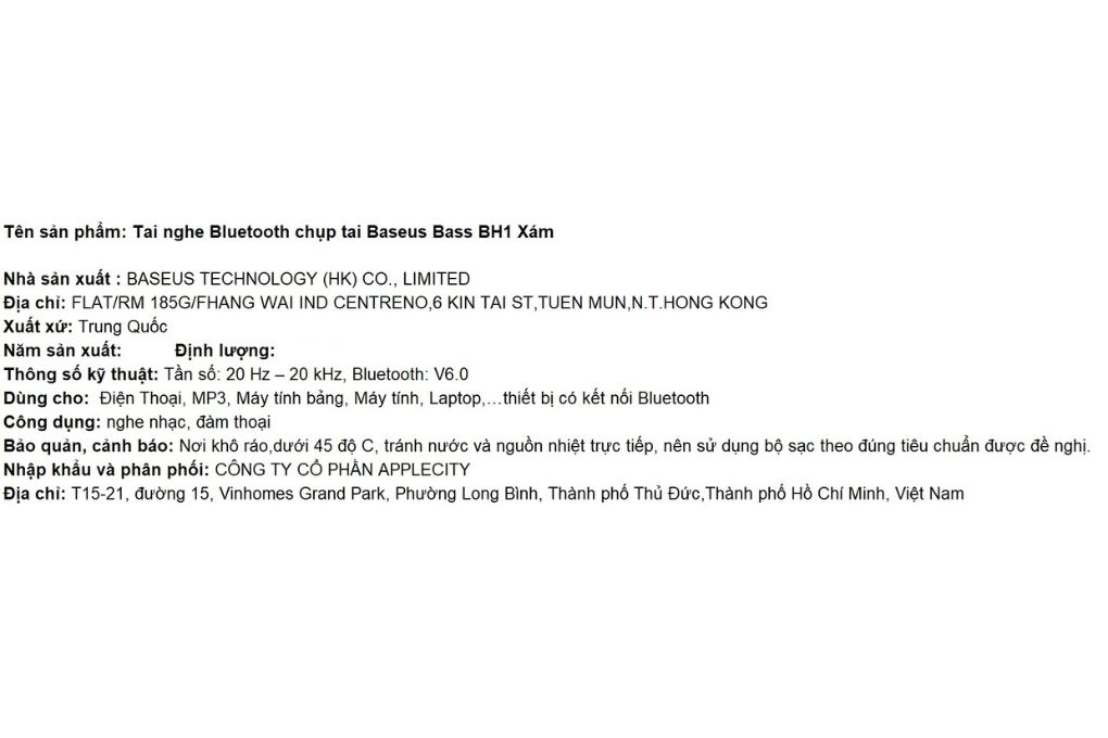 Tai nghe Bluetooth Chụp Tai Baseus Bass BH1 Màu Xám