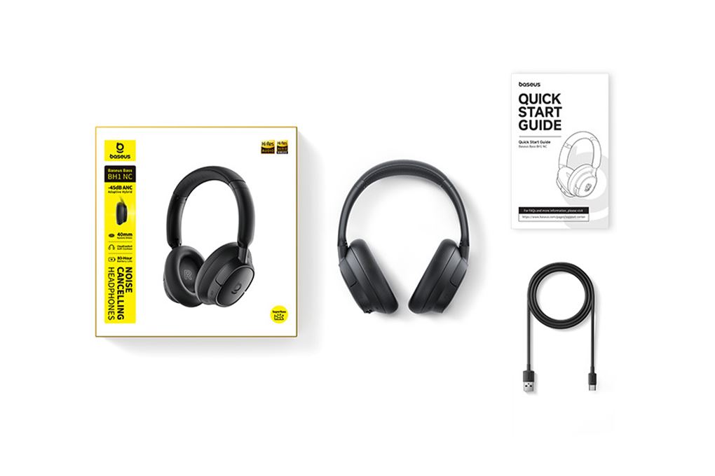 Tai nghe Bluetooth Chụp Tai Baseus Bass BH1 NC Màu Đen