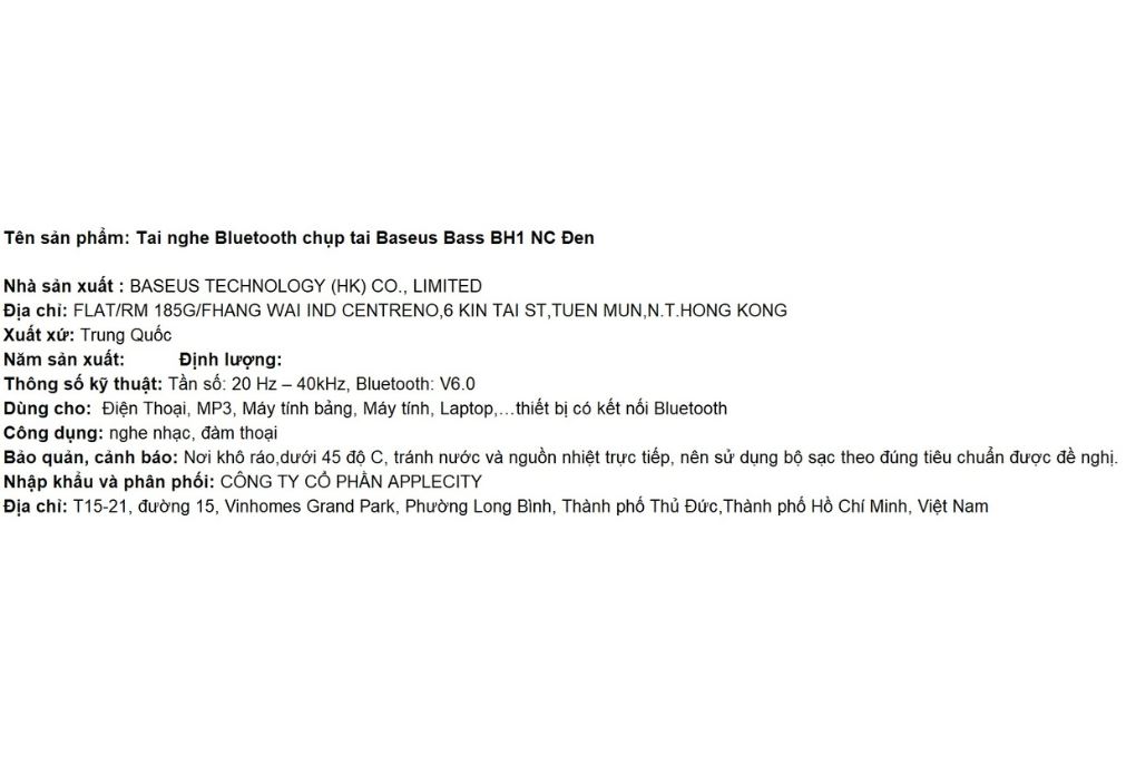 Tai nghe Bluetooth Chụp Tai Baseus Bass BH1 NC Màu Đen