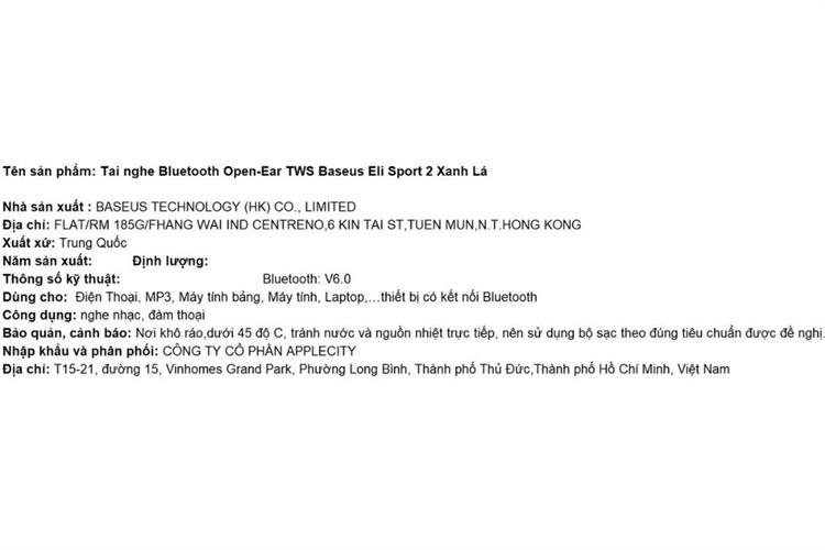 Tai nghe Bluetooth Open-Ear TWS Baseus Eli Sport 2 Màu Xanh lá
