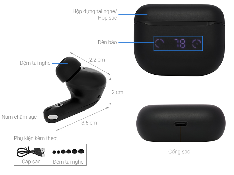 Tai nghe Bluetooth True Wireless Havit LIFE NC01T TW984
