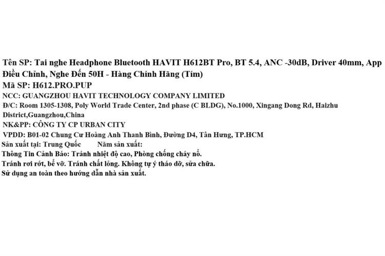 Tai nghe Bluetooth Chụp Tai Havit H612BT Pro Màu Tím