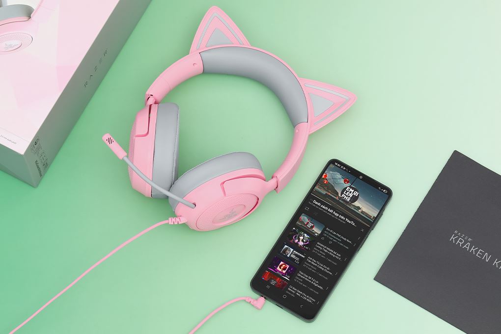 Tai nghe Chụp Tai Gaming Razer Kraken Kitty V3 X Màu Hồng