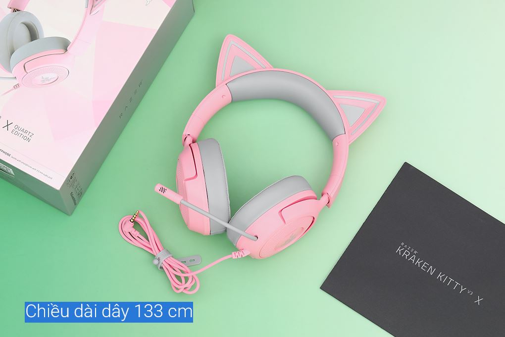 Tai nghe Chụp Tai Gaming Razer Kraken Kitty V3 X Màu Hồng