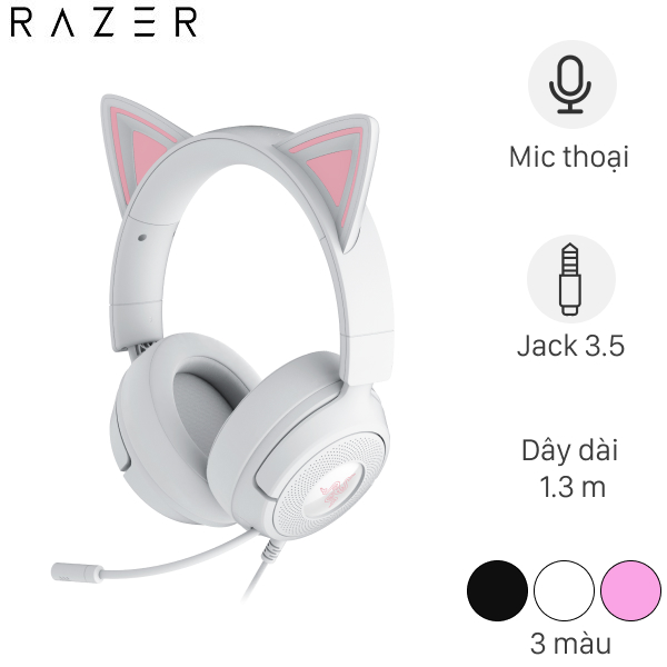 Tai nghe Chụp tai Gaming Razer Kraken Kitty V3 X