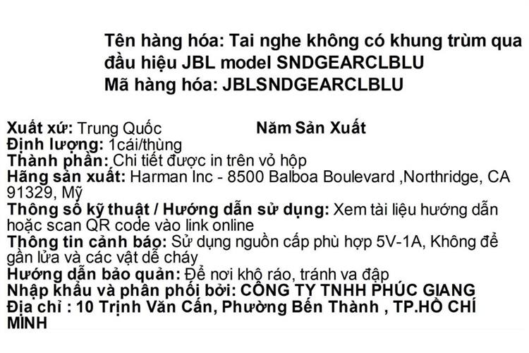 Tai nghe Bluetooth Open-Ear OWS JBL Soundgear CLIPS Màu Xanh Dương