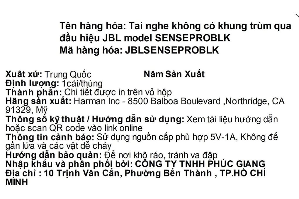Tai nghe Bluetooth Open-Ear OWS JBL Sense Pro Màu Đen