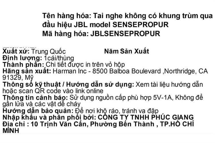 Tai nghe Bluetooth Open-Ear OWS JBL Sense Pro Màu Tím