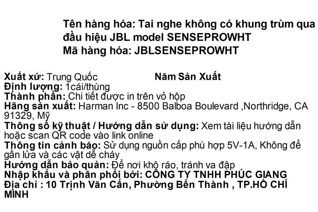 Tai nghe Bluetooth Open-Ear OWS JBL Sense Pro Màu Trắng