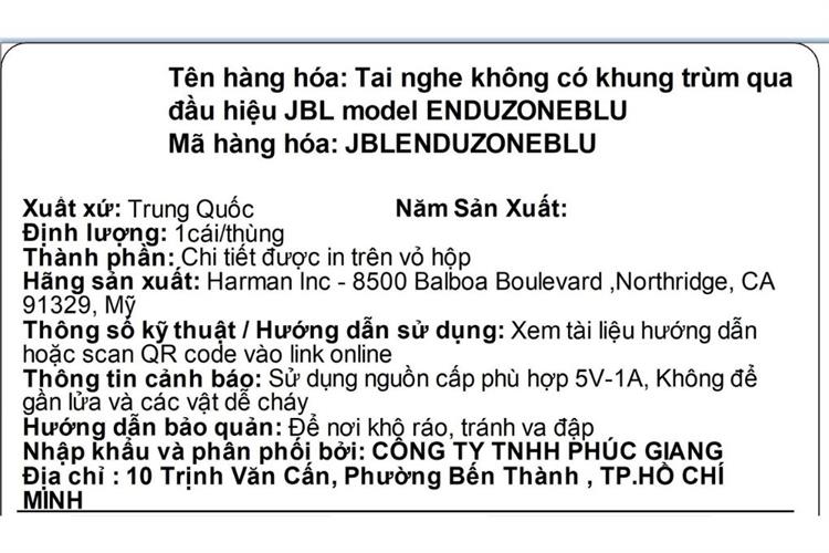 Tai nghe Bluetooth Open-Ear OWS JBL Endurance Zone Màu Xanh Dương