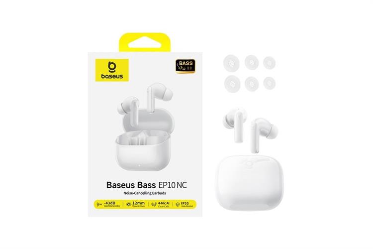 Tai nghe Bluetooth True Wireless Baseus Bass EP10 NC Màu Trắng