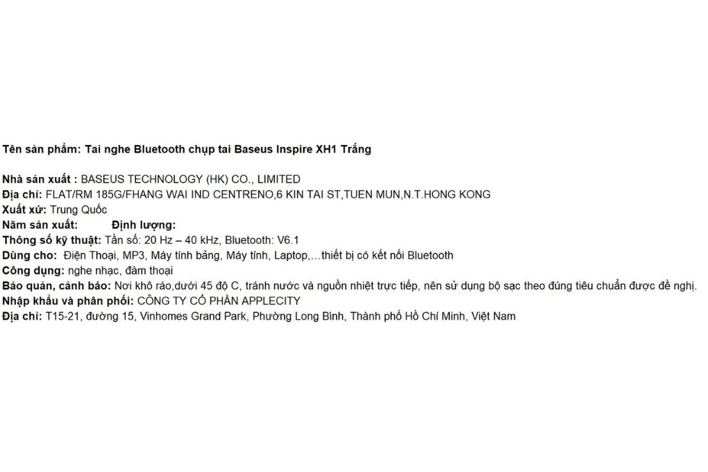 Tai nghe Bluetooth Chụp Tai Baseus Inspire XH1 Màu Trắng