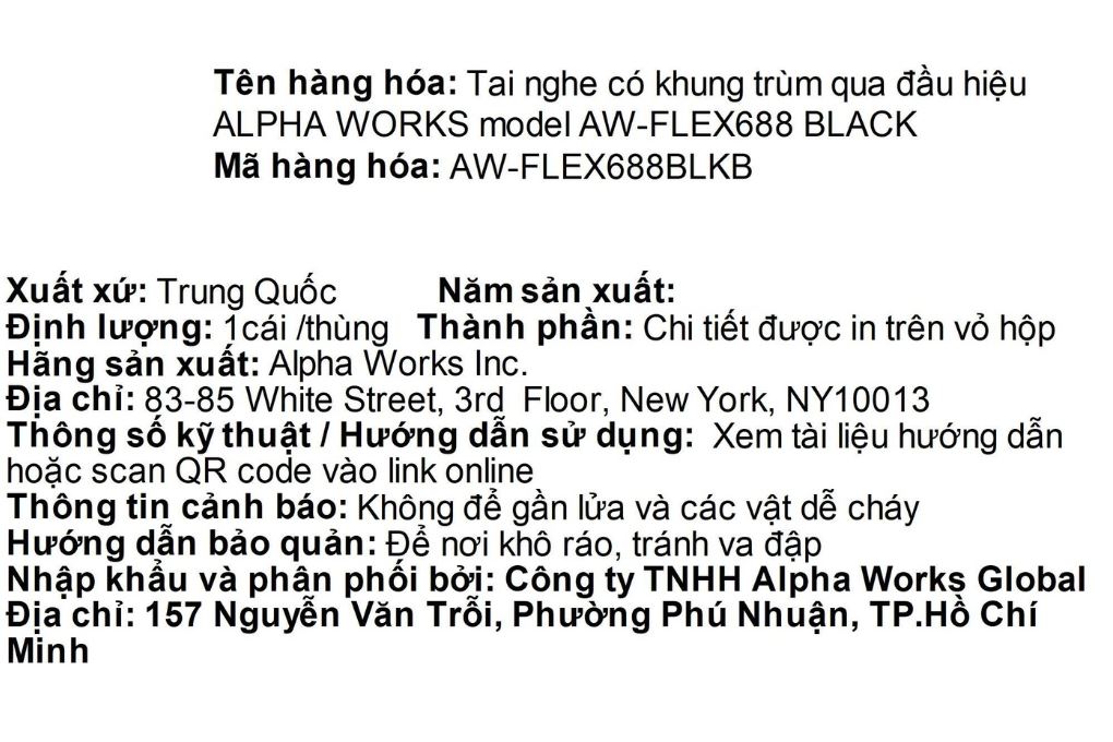Tai nghe Bluetooth Chụp Tai Alpha Works Flex 688 Màu Đen