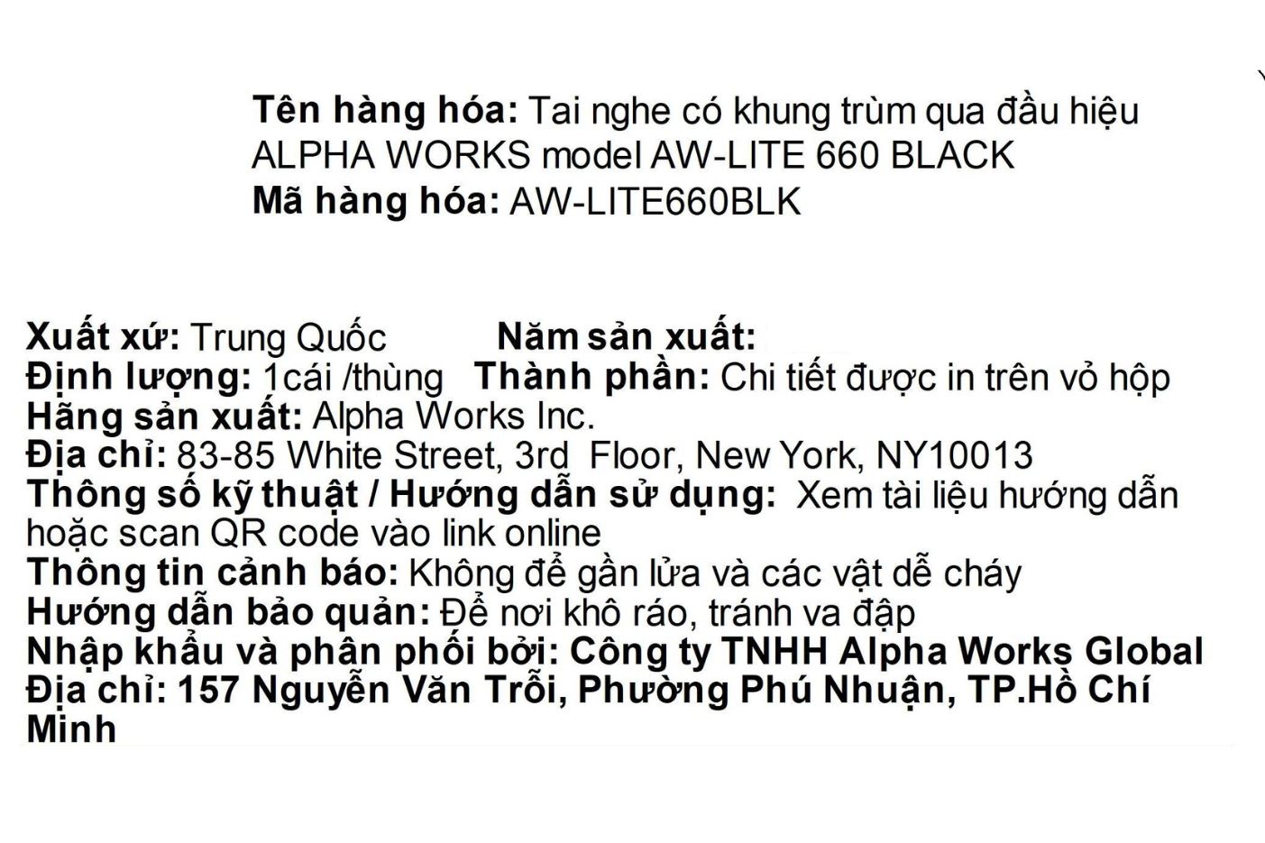 Tai nghe Bluetooth Chụp Tai Alpha Works Lite 660 Màu Đen