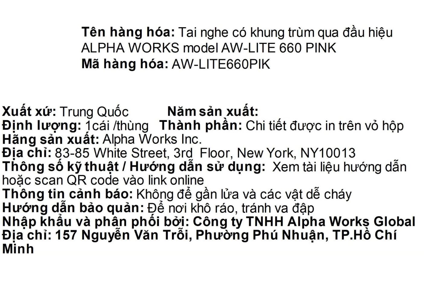 Tai nghe Bluetooth Chụp Tai Alpha Works Lite 660 Màu Hồng