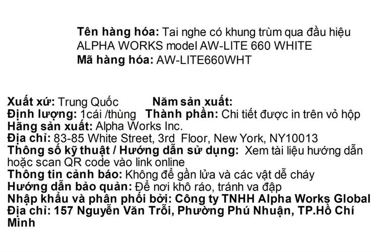 Tai nghe Bluetooth Chụp Tai Alpha Works Lite 660 Màu Trắng