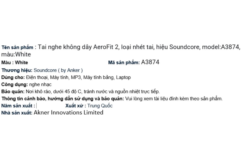 Tai nghe Bluetooth Open-Ear OWS Soundcore AeroFit 2 A3874 Màu Trắng