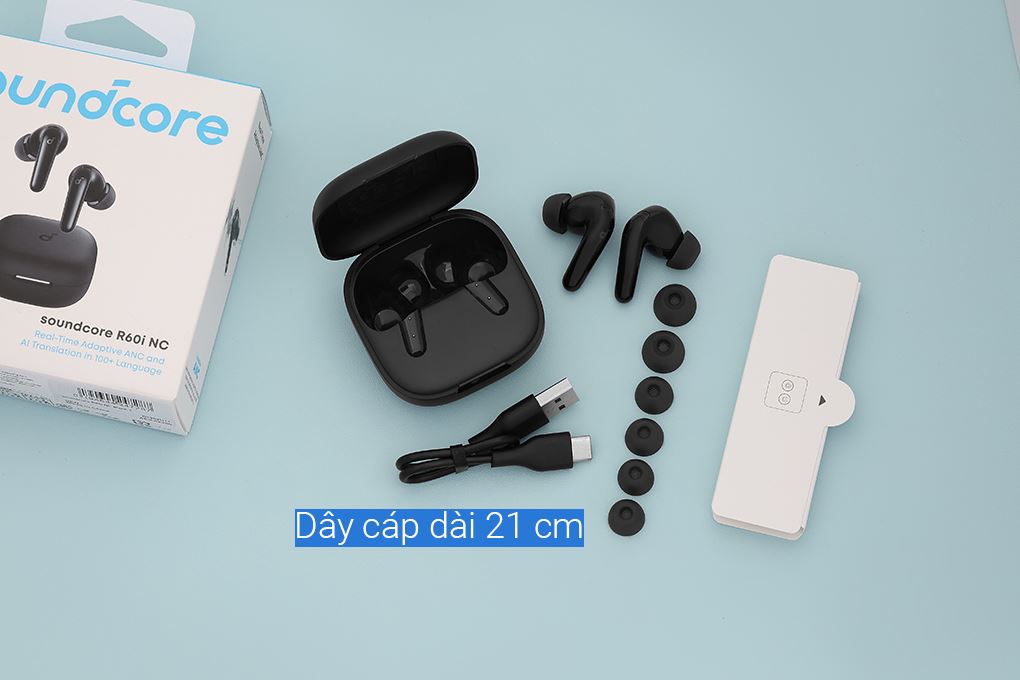 Tai nghe Bluetooth True Wireless Soundcore R60i NC D1202 Màu Đen