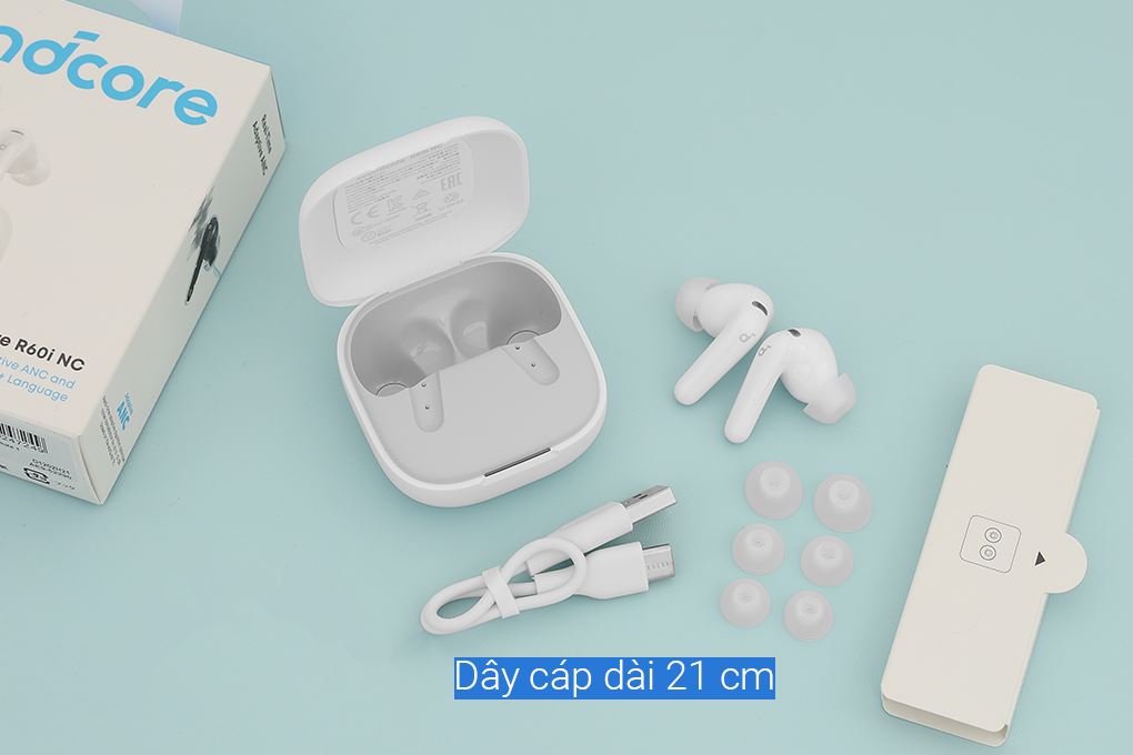 Tai nghe Bluetooth True Wireless Soundcore R60i NC D1202 Màu Trắng