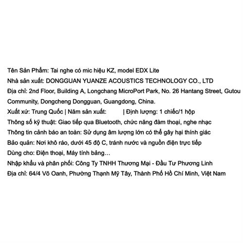 Tai nghe Có dây KZ EDX Lite Màu Trắng