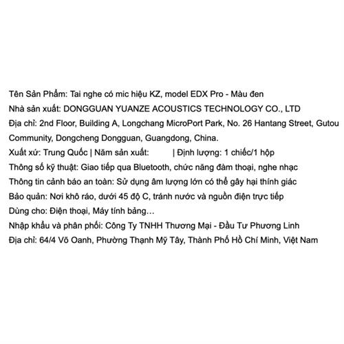 Tai nghe Có dây KZ EDX Pro - Đen Màu Đen